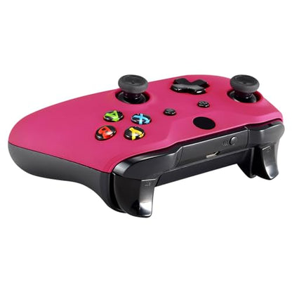 eXtremeRate Red Rose Faceplate Cover, Soft Touch Front Housing Shell Case, Comfortable Soft Grip Replacement Kit for Xbox One X & One S Controller Model 1708 - Controller NOT Included - color: Rose Red