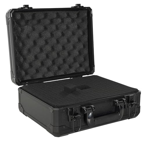 13 Inch Aluminum Carrying Case 13 X 10 X 5.5 Inch Ideal for Microphone & Camera Gear Transportation, DJ Mixer Case with Customizable Pre-Diced Foam, Black - size: Inner：12.5''X 9.5''X 5.1''