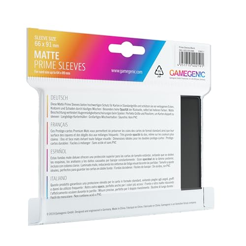 Matte Prime Sleeves: Black - color: Black, size: 66 x 91 mm