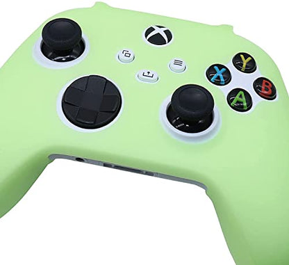 Glow in The Dark Silicone Cover Skin for Xbox Series X Controller, Anti-Slip Soft Rubber Case Protector for Xbox Series S Controller with 6 Thumb Grip Caps Glow in The Dark. - color: Glow Green