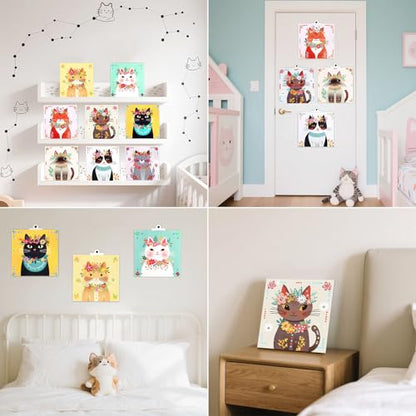 Gem Art Sticker Kit,Diamond Art Sticker Crafts for Kids Ages 4-12 | 8 Cat Themes, 1000+ Gems, No glue, No mess, Gemstone Sticker Arts and Crafts for Kids, Christmas Birthday Gift for Girls - color: Yellow-Cat