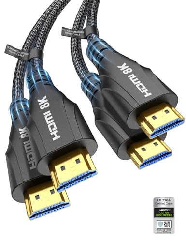 Cratree HDMI Cable 6FT 2Pack - Certified 8K Ultra High Speed HDMI Cord,48Gbps,8K 60hz,4K 120hz,Braided,eARC,HDCP 2.2 2.3,Compatible for HDTV/PS5/PS4/Blu-ray/RTX 3080 3090 - size: 6.6 FT-2 Pack