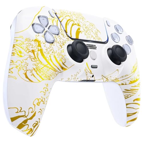 ProControllers LLC Custom Wireless Controller for PS5 - Hand Airbrushed & Multiple Designs Available (Gold Wave) - color: Gold Wave