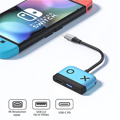 Switch Dock for Nintendo Switch,Portable TV Docking Station Replacement with 4K/60HZ HDMI TV USB 3.0 Port and USB C Charging,Compatible with Nintendo Switch 1 Steam Deck (Blue 1) - color: Dark blue