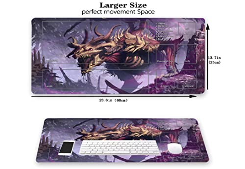 MTG Playmat, Game Play Mat for MTG TCG 24 x 14 inches Trading Card Inked Game Playmats with Storage Bag Smooth Rubber Surface Battle - color: Zombie Dragon With Zones1