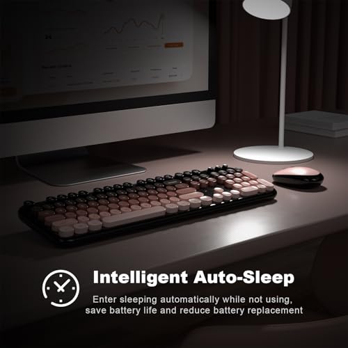 MOFII Wireless Keyboard and Mouse Combo, Full Size 2.4G Retro Round Computer Keyboard and Mouse Set, Plug and Play, for Windows, Computer, Desktop, PC, Notebook - (Lovely BlackBerry Gradient) - color: Lovely Blackberry Gradient