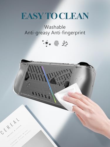 Clear Case for HUASHUO-ROG Ally X 2024 Gaming Handheld Console, Thin Slim Lightweight Scratch Proof,Durable Protection Rubber TPU Cover (Transparent Black)