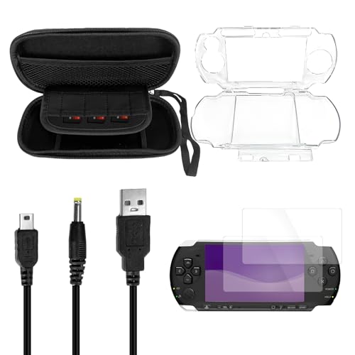 JDGPOKOO 5 in 1 Accessories Kit for PSP 2000/3000, Carrying Case for PSP 2000 3000, Protective Case Shell, 2 Set Screen Protectors and Charging&Date Cable, Compatible with PlayStation Portable 2000/3000 ONLY - size: 5 in 1 psp 2000/3000