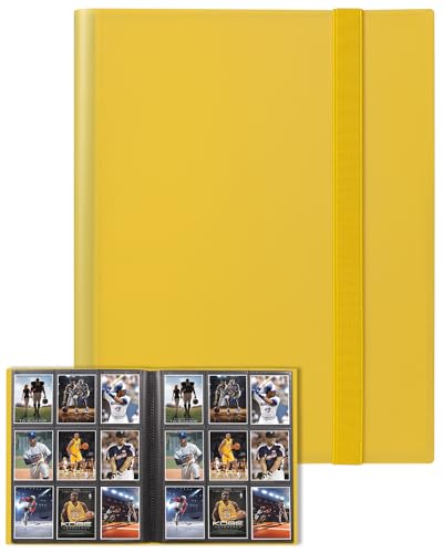 GEAoffice Card Binder, 9 Pockets Trading Card Album Folder, 360 Side Loading Pocket Binder for Sports&Game Cards, MTG and Other TCG, Yellow - color: Yellow, size: Medium-9 Pockets