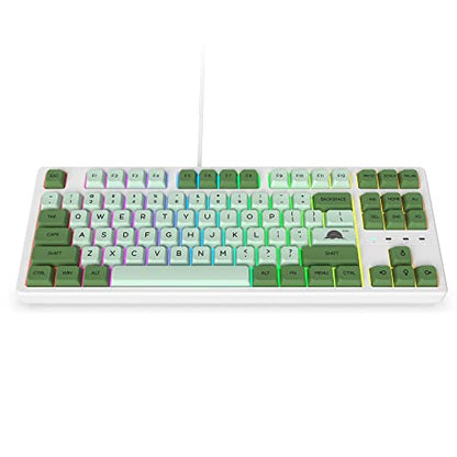 Fogruaden 75% Mechanical Keyboard with Red Switch, RGB Backlit Gaming Keyboard, 87 Keys Compact TKL Wired Keyboard for Win/Mac Laptop PC Gamer - Matcha - color: Green Matcha/Red Switch