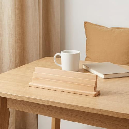 Wood Playing Card Holder Stand 3 Slots, Natural Wood Grain Tray for Enhanced Stability and Convenient Card Access, Suitable for Group Game Evenings and Poker Games