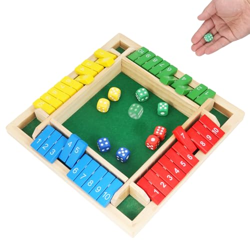 TOMMYHOME Wooden Shut the Box Board Game – Math Games & Dice Games for 2-4 Players, Family Game for Game Night, Travel Board Games, Table Games for Adults & Kids, Bar, Trivia.