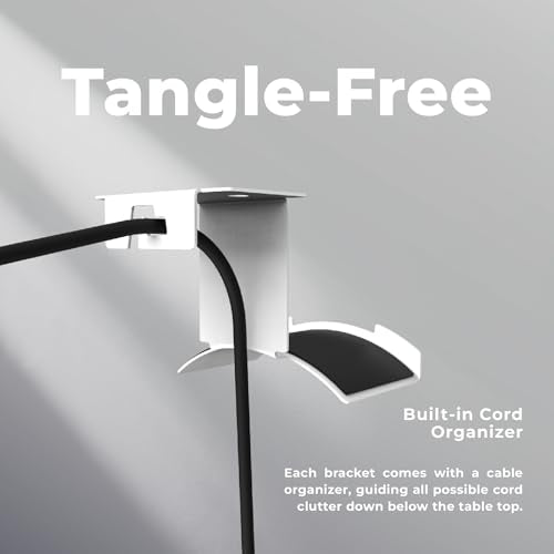 Dezctop Headphone Stand Holder Under Desk, PC Gaming Headset Hanger Mount, Earphone Stand Accessories, Headset Hook Holder for All Over Ear Headphone, for All Gamer Headset and Table Boards, White - color: White