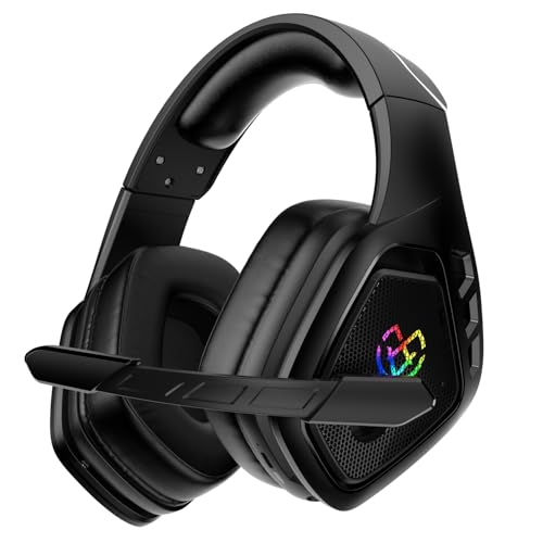 Tatybo Wireless Gaming Headset with Mic, 7.1 Sound 50mm Driver, Black | 3-mode 2.4G/BT 5.3/USB-C; 30H battery; low latency for PS5/PS4/PC/Switch/Laptop/Mobile - color: Black