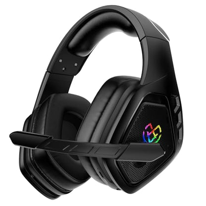 Tatybo Wireless Gaming Headset with Mic, 7.1 Sound 50mm Driver, Black | 3-mode 2.4G/BT 5.3/USB-C; 30H battery; low latency for PS5/PS4/PC/Switch/Laptop/Mobile - color: Black