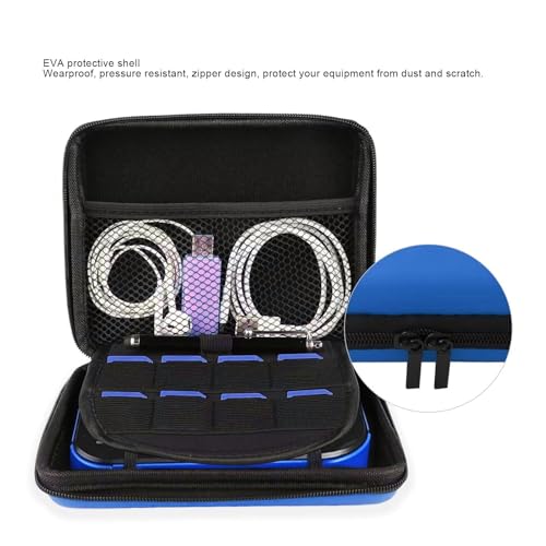 Carrying Case for 2DS Console and Accessories, Hard Shell Protective Travel Case, with 8 Game Slot and Inner Pocket, Wrist Strap (Blue) - color: Blue