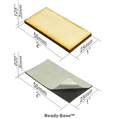 LITKO Ready Base Kit | Compatible with The Old World | 25x50mm Cavalry | Twenty 3mm plywood bases + magnets | Magnetize minis for storage & steel trays | Infantry - style: 25x50mm Rectangular