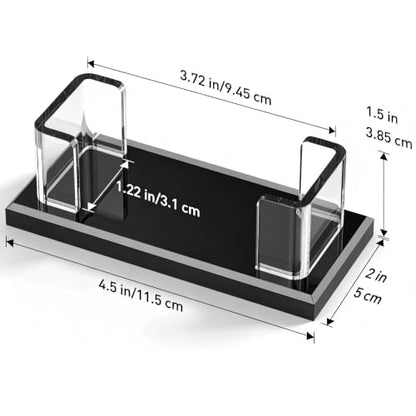Acrylic Business Card Holder, Black, Clear Horizontal 1 Slot Desktop Organizer, 60 Card Capacity, Display Stand for Desk (M) - size: M