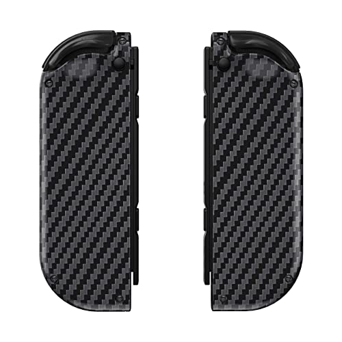 eXtremeRate DIY Replacement Shell Buttons for Nintendo Switch & Switch OLED, Graphite Carbon Fiber Soft Touch Housing with Full Set Button for Joycon Handheld Controller - Console Shell NOT Included - color: Graphite Carbon Fiber