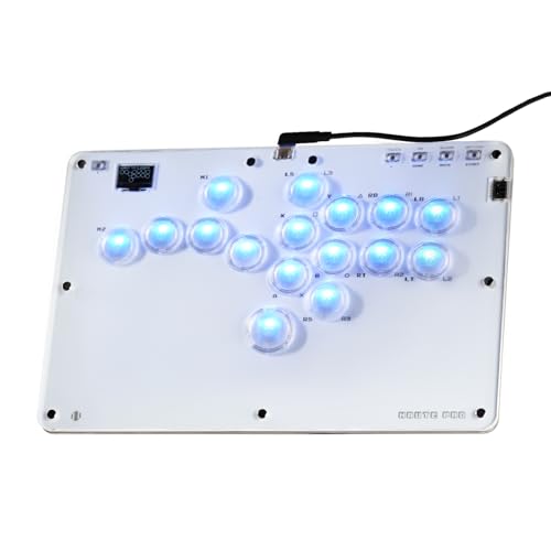 ONEED Haute42 Leverless Controller Arcade Stick R16: Leverless Controller with Rims,Leverless Arcade Stick for PC/PS4/Switch Game,Crystal Low-Profile Switch FightPad Support Hot Swap & SOCD - color: White