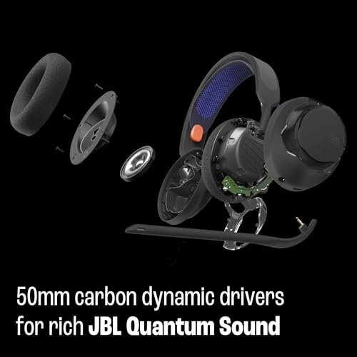 JBL Quantum 250 Wired Gaming Headset Spatial Sound Mic - Black | Plug And Play 3.5mm Connection For PC, Xbox, PlayStation, Switch, With Detachable Boom Arm And Lightweight Over Ear Comfort - color: Black