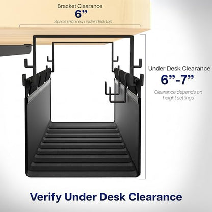 VIVO Screw-on Under Desk 47 inch Fabric Cable Management Tray, Wire Concealer, Power Strip Storage, Workspace Organization, Easy Fold Down Access, Black, DESK-AC47F-S - size: 47"
