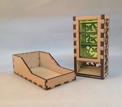 Mini Dice Tower and Tray v5 Neon Green Acrylic Window Laser Cut MDF Unique Gift