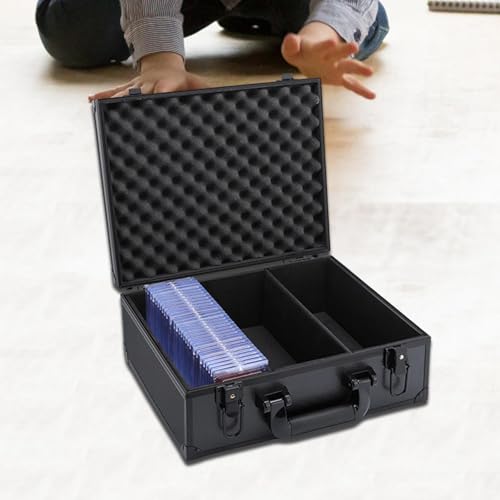 Card Storage Box Aluminum Alloy Card Storage Case with Trading Card Collection Box EVA Foam Protection Organizer for, 3 Compartments - size: 3 Compartments