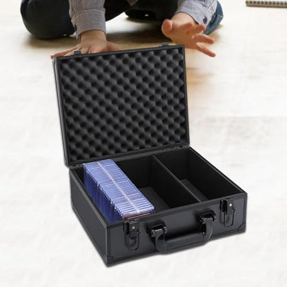 Card Storage Box Aluminum Alloy Card Storage Case with Trading Card Collection Box EVA Foam Protection Organizer for, 3 Compartments - size: 3 Compartments