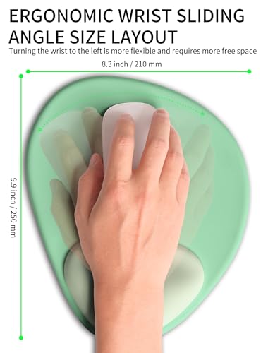 Palm-Rest and Wrist-Hugging Mouse Pad Wrist Rest, Ergonomic Wrist Support with Curve Fitting Cushioned Memory Foam for Carpal Tunnel Pain Relief, 9.9 x 8.3 Inch, Minty Green - color: Minty Green