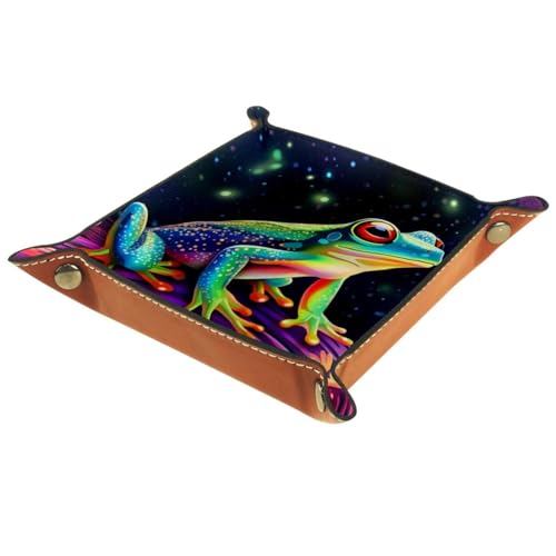 Neon Frog Dice Tray PU Leather Dice Rolling Tray Folding Dice Holder for Dice Games, Like RPG, DND and Other Table Games - color: Multi 3