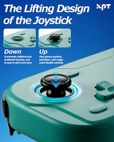 XPT Portable Mini Controller for Nintendo Switch 2/Switch 1/PC/iOS/Android/Steamdeck, Joystick Lift and Down Design,Wireless Bluetooth & Wired Gamepad with Turbo Function, 6-Axis Gyro, HD Vibration & 3D Joysticks, Home Button Wake-Up (green) - color: Gree