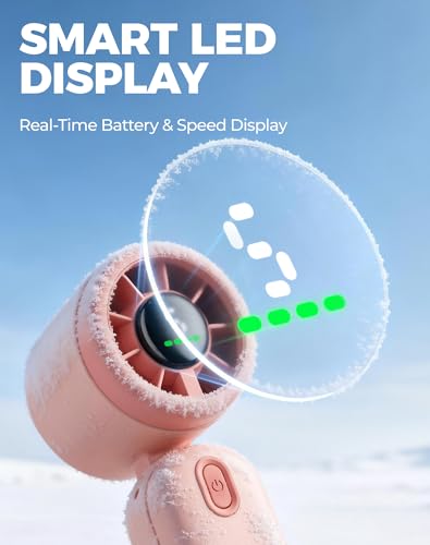 Diveblues Mini Handheld Fan, 30ft/s Portable Turbo Fan [12H Max Cooling], 4000mAh Personal Fan with LED Display, 3-in-1 Hand Held/Neck/Desk Fan for Travel, Cruise, Disney Essentials - color: Sakura Pink