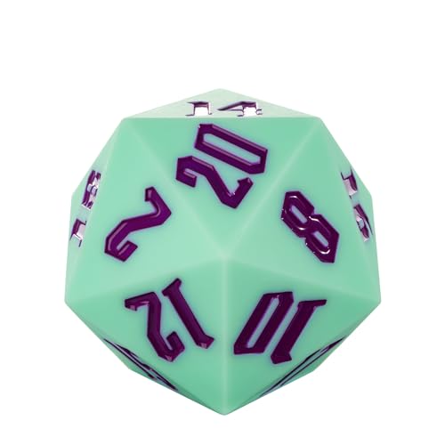 55mm Silicone D20 Dice, Large D20 Single 20 Sided DND Dice | D20 Giant with Gift Box for Dungeons and Dragons RPG Bar Pub Club Party Games (Green/Purple) - color: Green/Purple