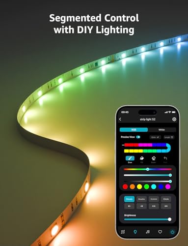 Lepro S2 AI Smart LED Strip Lights - 16.4ft RGBCW Light Strips with 2700K-5700K Tunable Warm White, Color Segment DIY, Personalized Al Lighting Designer, APP Control(No Remote), 2.4G Wi-Fi & Bluetooth - size: 16.4ft