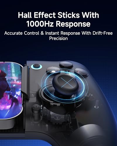 EasySMX M20 Phone Gaming Controller for Android, iPhone 15/16/17 & iPad Mini 6/7, Dual ABXY Switch, Hall Anti-Drift Joysticks, Dual Triggers, 1000Hz Polling Rate, Plug And Play. Play Mine-craft, Genshin-Impact,COD,Black. - color: Black