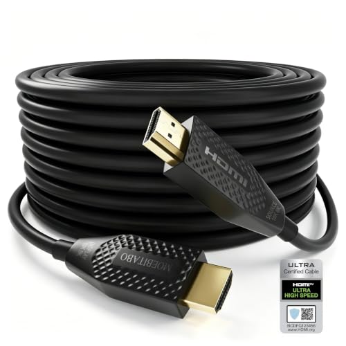 8K Long Fiber Optic Hdmi cable in-Wall CL3 Rated 48Gbps 50ft Certified Ultra High speed HDMI 2.1 Cord 8K@60Hz 4K@120Hz 10K@30Hz HDCP 2.2&2.3, eARC HDR10 Dolby Compatible with PS5/TV/PC/Switch/Mac/Xbox - size: 50FT