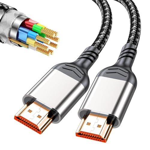 8K 4K HDMI Cable 48 Gbps Ultra High Speed HDMI Cable Braided Cord 4K@120Hz 8K@60Hz HDR for HDTV, Switch, PS4/PS5, Xbox, Blu-ray, Roku and More 6.6FT