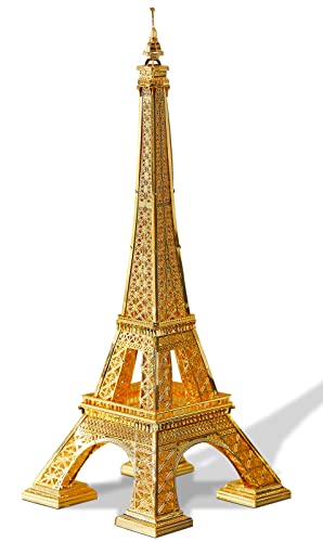 Piececool 3D Metal Puzzles for Adults, Upgraded Eiffel Tower Architecture Building Kits, Creative Home Decor DIY Crafts 3D Metal Models Kit for Famliy Time - color: Glod