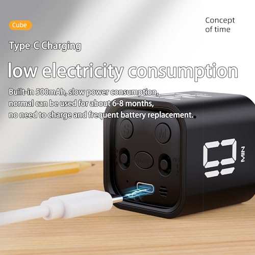 EooCoo Pomodoro Timer Cube, Small Gravity Timer, 5 10 30 60 Mins Preset | Desk Timer Flip Timer, ADHD Tools Cube Countdown Stopwatch, Office Desk Decoration for Work, Study, Back to School, Kitchen - style: Digital Display