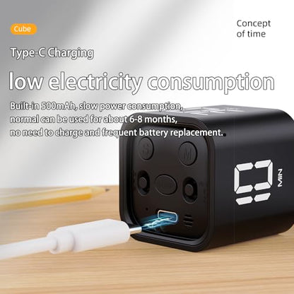 EooCoo Pomodoro Timer Cube, Small Gravity Timer, 5 10 30 60 Mins Preset | Desk Timer Flip Timer, ADHD Tools Cube Countdown Stopwatch, Office Desk Decoration for Work, Study, Back to School, Kitchen - style: Digital Display