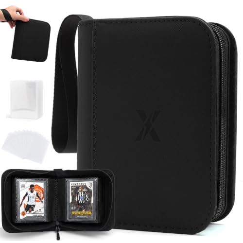 Mini 1 Pocket Top Loader Binder, Upgraded Widened Pages & Spine | Small Trading Card Album Holds 40 Toploaders, Portable Single Pocket Sports Card Binder with 10 Top Loaders & 50 Card Sleeves - color: Black, size: 1
