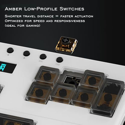 Professional Rhythm Game Keyboard, 5 Layer Macro Keypad for OSU! Phigros Muse Dash, CNC Aluminum, Hot-Swappable Gateron Switches, VIA Programmable (White) - color: White