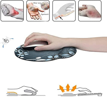 Ergonomic Mouse Pad with Wrist Support,Non-Slip Rubber Base for Computer Laptop & Mac,Lightweight Rest for Home,Office & Travel (Blue Flowers) - color: Blue Flowers