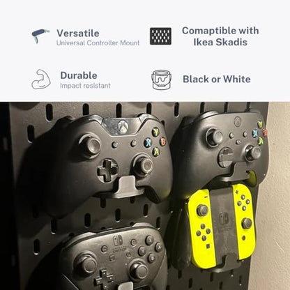 2 Universal Game Controller Mounts Compatible with IKEA SKADIS (White) - color: White
