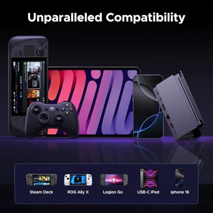 UGREEN Steam Deck Dock 9-in-1 USB C Docking Station with Foldable Stand, 4K@120Hz DP, Gigabit Ethernet, PD 100W, 10Gbps USB A&C 3.2, TF/SD for Steam Deck, Rog Ally, ROG Xbox Ally, Legion Go etc.