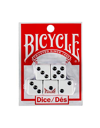 Bicycle 5 Dice Set Six Sided D6 Standard Game White Black 16 mm | lawn-game-equipment