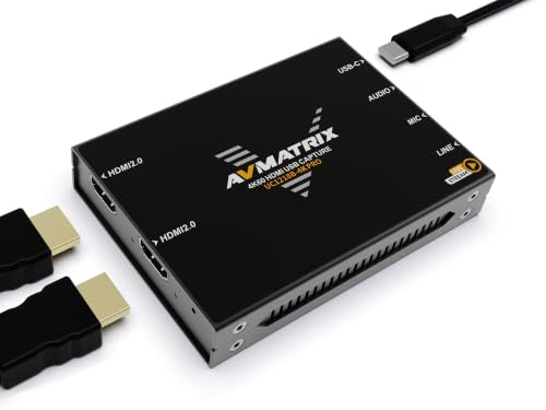 AVMATRIX 4K60 HDMI2.0 Game Capture Card USB 3.1 for PC/PS5/Switch Streaming | Zero-Latency Pass-through for Lag-free Gaming,4K60 Capture for Twitch/YouTube Streaming,Plug & Play with OBS, Zoom