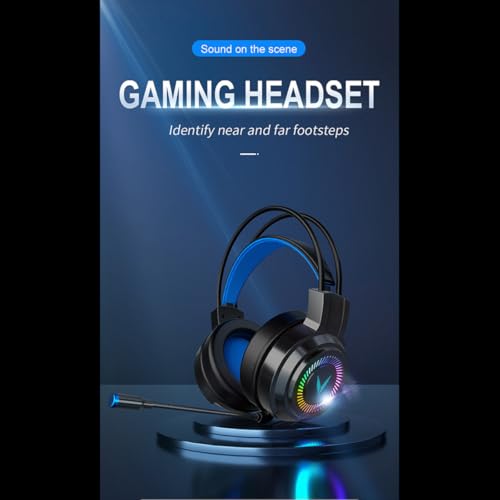 OSALADI Wired Gaming Headset with Microphone 7.1 Surround Sound Over-Ear Headphones for PC Gaming, Soft Ear Pads, 3.5mm Jack, Black, Suitable for Competitive Gamers and Travel Use