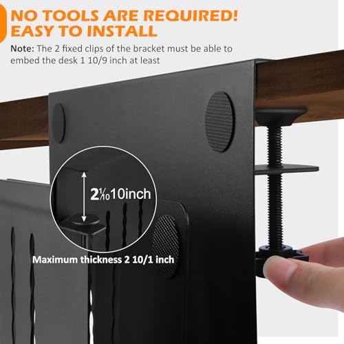 Desk Side Storage, 2 Tier Steel Hanging Organizer, No Drill Side Desk Organizer, Laptop Holder, with Pen Holder, For Office Supplies & Studio Essentials Black - size: 2Tier-B